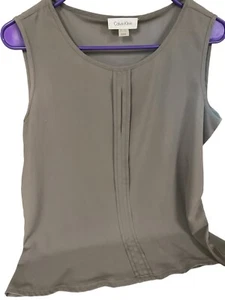 Calvin Klein Bluse Neu mit Etikett ärmellos geraffte Seiten anthrazit grau Medium Damen seidig - Bild 1 von 2