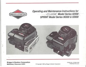 Briggs & Stratton 92500 Sprint 96500 93900 Operating Maintenance Instructions - Picture 1 of 2