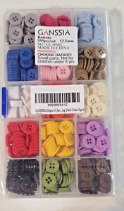 Ganssia Small Buttons ½ inch (12.5mm) 15 Colors Sewing DIY Crafts - Picture 1 of 3