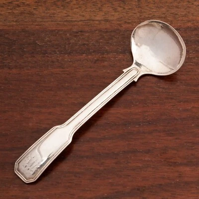 JOSEPH WILLMORE ENGLISH STERLING SILVER MASTER SALT CONDIMENT SPOON MONOGRAM M - Image 1 of 4