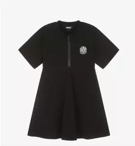 NWT DKNY Girls Cotton Rubber Dress black short sleeve size 5 - Picture 1 of 3