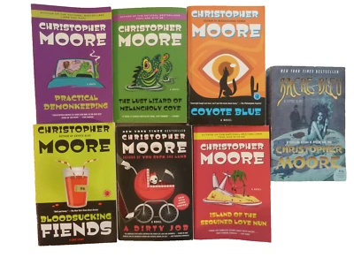 SEVEN (7) CHRISTOPHER MOORE trade paperbacks: Practical Demonkeeping, Coyote Blu - Image 1 of 4