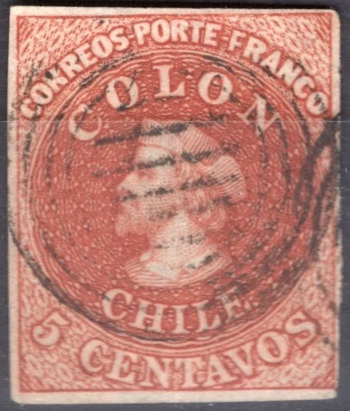 CHILE, YV # 1 c - SOFICH # 4 FA 5-1, 4 MÁRGENES, USADO, ¡EN MUY BUEN ESTADO!! Foto 1 de 1