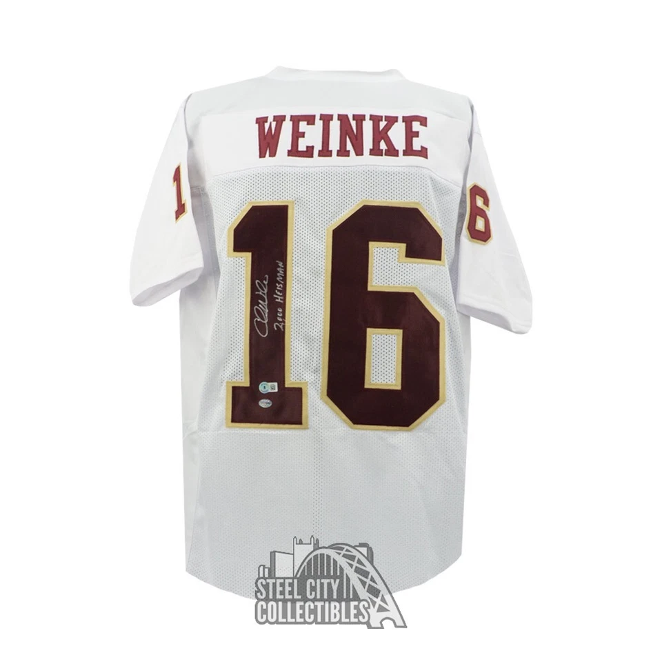 Camiseta de fútbol Chris Weinke 2000 Heisman autografiada FSU blanca personalizada - BAS Foto 1 de 1