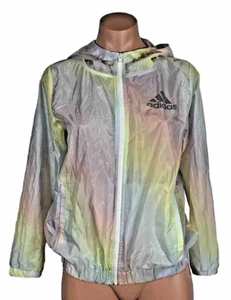 ADIDAS RAINBOW PASTEL TRANSPARENT WINDBREAKER WITH HOOD YOUTH GIRLS Large - Picture 1 of 9