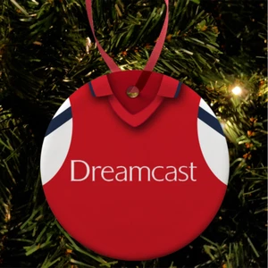 Arsenal Home 2002 Retro Shirt Christmas Tree Decoration Bauble Ceramic Flat - Picture 1 of 1