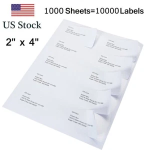 1000 Blatt Adresse Versandetiketten 4 Zoll x 2 Zoll 10 pro Blatt 10 Stück für FBA Laser InkJet - Bild 1 von 5