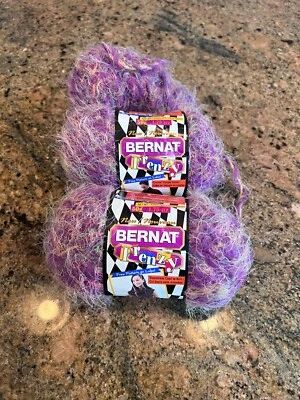 3 SKEINS/BALLS OF (DISCONTINUED) BERNAT FRENZY YARN - COLOR #55330 ULTRA VIOLET - Image 1 of 3