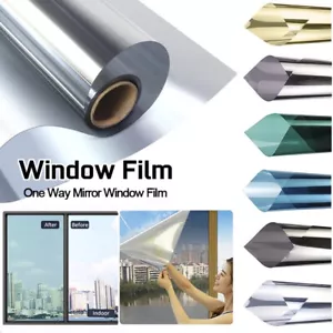 Reflective One Way Sunscreen Window Film Home Privacy Tinting Foil Glass Sticker - Picture 1 of 23