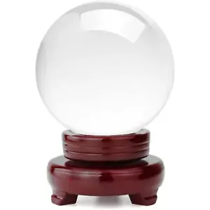 Clear Crystal Ball Including Wooden Stand - Picture 1 of 9