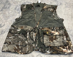 Browning buckmark zip Vest Mens Sz Large Camo Hunting Game Pouch Real tree