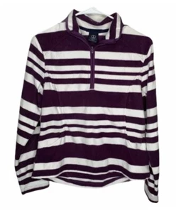 Lands End Women's Fleece Jacket Size XS Purple White 1/2 Zip COMFY - Picture 1 of 4