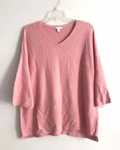 J Jill Purejill Knit V-neck Pullover Womens M Pink Short Sleeves Top Cotton Silk - Picture 1 of 9