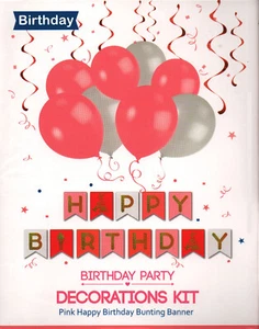 45Pcs Birthday Party Banner Decorations for Girls and Women balloons+Swirl+Pump - Picture 1 of 4