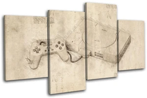Vintage Retro Gamer Play Station Gaming MULTI CANVAS WALL ART Picture Print - Picture 1 of 1