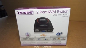 Commutateur KVM Eminent EM1037 : 2 ports KVM USB avec audio noir - NEUF DANS SA BOITE - Photo 1/3