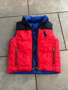 Polo Ralph Lauren Toddler Size 2 Blue Red Down Reversible Puffer Vest - Picture 1 of 5