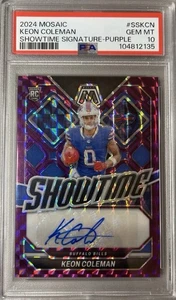 2024 Panini Mosaic Showtime Signatures Keon Coleman (RC) #/49 PSA 10 Bills - Picture 1 of 5