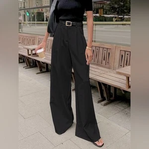 NWT REVOLVE & MINIMALIST lovers COMMENSE black relax wide leg trousers XS - Picture 1 of 15