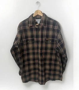Carhartt Shirt Mens Flannel Blue Red plaid Workwear Cabincore Gorpcore Heavy Lg - Picture 1 of 7