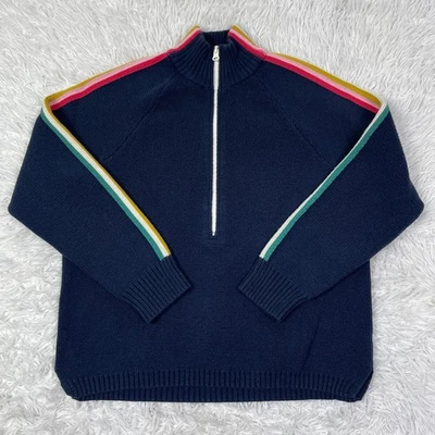 Marine Layer Womens Medium Blue Archive Snowbird Quarter Zip Rainbow Stripe M - Image 1 of 4
