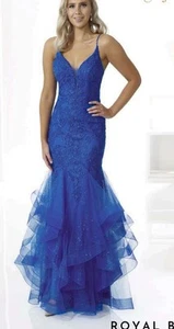 Angel Forever AF21308 size 6 2XS Royal Blue Fishtail Tulle Dress NWT - Picture 1 of 21