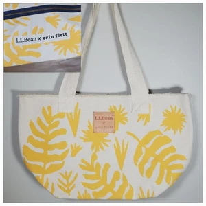 L.L.Bean x Erin Flett Canvas Tote Bag Sailing Yellow Floral Print Limited Large - Picture 1 of 10