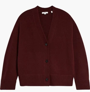 Vince Boxy Wool &Cashmere Cardigan 2X $395 Plum Wine Burgundy NEW NWT - Picture 1 of 15