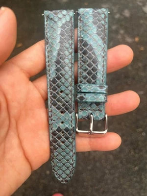 Correa de reloj de cuero de serpiente 26 mm 24 23 22 21 20 19 18 17 16 14 gris negro Foto 1 de 3