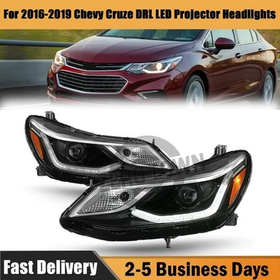 For 2016 2017 2018 2019 Chevy Cruze DRL LED Projector Headlights Left + Right - Image 1 of 4