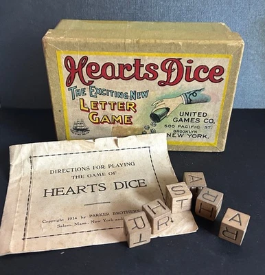 Antique Parker Brothers Game Of Hearts Dice 1914 in Original Box - Image 1 of 4