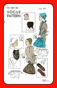 Accessories Pattern Adjustable HATS Purse SLIPPERS Sz 7 Bag Vogue 5669 VTG 40's - Picture 1 of 5