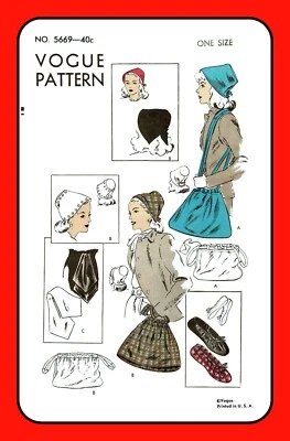 Accessories Pattern Adjustable HATS Purse SLIPPERS Sz 7 Bag Vogue 5669 VTG 40's - Image 1 of 4