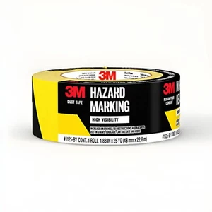 1.88" x 25 YD 3M YELLOW/BLACK HAZARD MARKING DUCT TAPE 3M #1125BY - NEW! - Picture 1 of 1