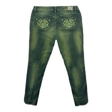 Apple Bottom Women Jeans Size 11/12 Green Mid-Rise Skinny Leg Stretch Denim