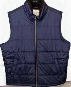 Weatherproof Vintage Mens Navy Blue Size M Puffer Vest Lined Sherpa Insulated - Picture 1 of 2