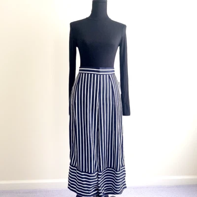 Pantalones de pierna ancha a rayas azul marino y blanco Heart Soul - talla pequeña (nuevos con etiquetas) Foto 1 de 4