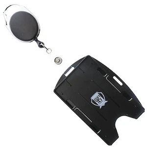 Multi Card ID Holder (Vertical or Horizontal) & Retractable Carabiner Badge Reel - Picture 1 of 8
