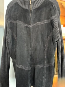 Vtg fiorlini international Black leather/sweater Blouse Sz 18/20 - Picture 1 of 8