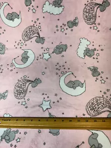 Shannon "Dream Big" Pink Elephant/MINKY CUDDLE Smooth/Sew/Quilt/Craft Fabric BTY - Picture 1 of 2