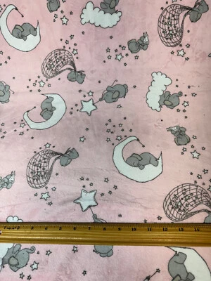 Shannon "Dream Big" Pink Elephant/MINKY CUDDLE Smooth/Sew/Quilt/Craft Fabric BTY - Image 1 of 2