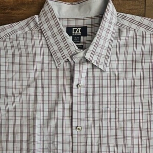 Cutter & Buck Shirt Men's XL Blue/Burg Check Long Sleeve Button Down Pocket - Picture 1 of 6