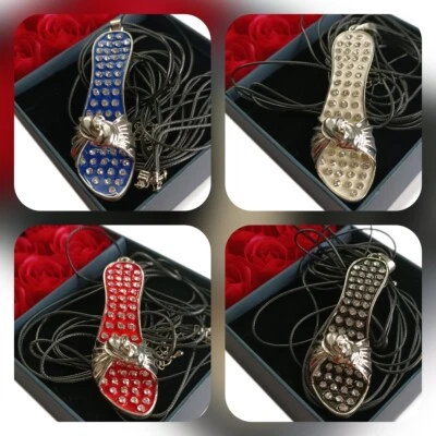 Damen Kette lang  Pulli Kette High Hells Pantolette Schuh Anhänger Modeschmuck - Bild 1 von 2