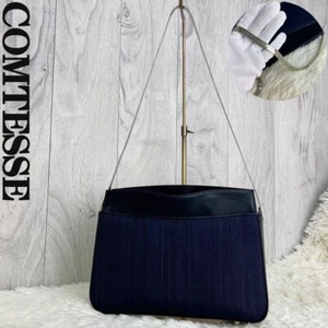 COMTESSE Rare Shoulder Bag Black Silver Hardware Germany Horsehair Authentic - Picture 1 of 9