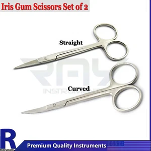 Tijeras de goma de iris dental rectas + tijeras médicas supercortadas de disección curva - Imagen 1 de 1