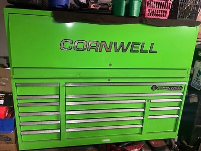 cornwell tool box 75in triple bank Pro Series neon with top hutch neon green - Image 1 of 3