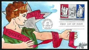 USA, SCOTT #C120, RARE HANDPAINTED MELISSA FOX FRENCH REVOLUTION, STATUE LIBERTY - Picture 1 of 1