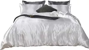 Satin Wrinkle Free Luxurious and Soft Silky 10–16 Deep 4Pc Sheet Set White Solid - Picture 1 of 6