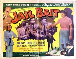JAIL BAIT Half Sheet Nice Condition Early ED WOOD Cult Film 1954 Super Rare