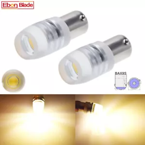 2 x BAX9S H6W 150° Warm White COB LED Car Caravan Globes Side Parker 4300K 12V - Picture 1 of 7